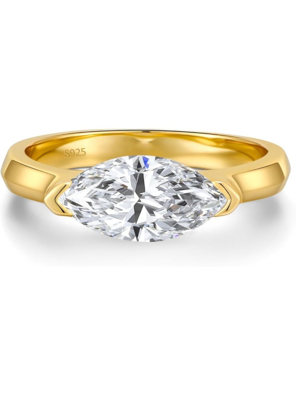 Stunning 2CT Marquise Cut Engagement Ring in 925 Sterling Silver, CZ Wedding